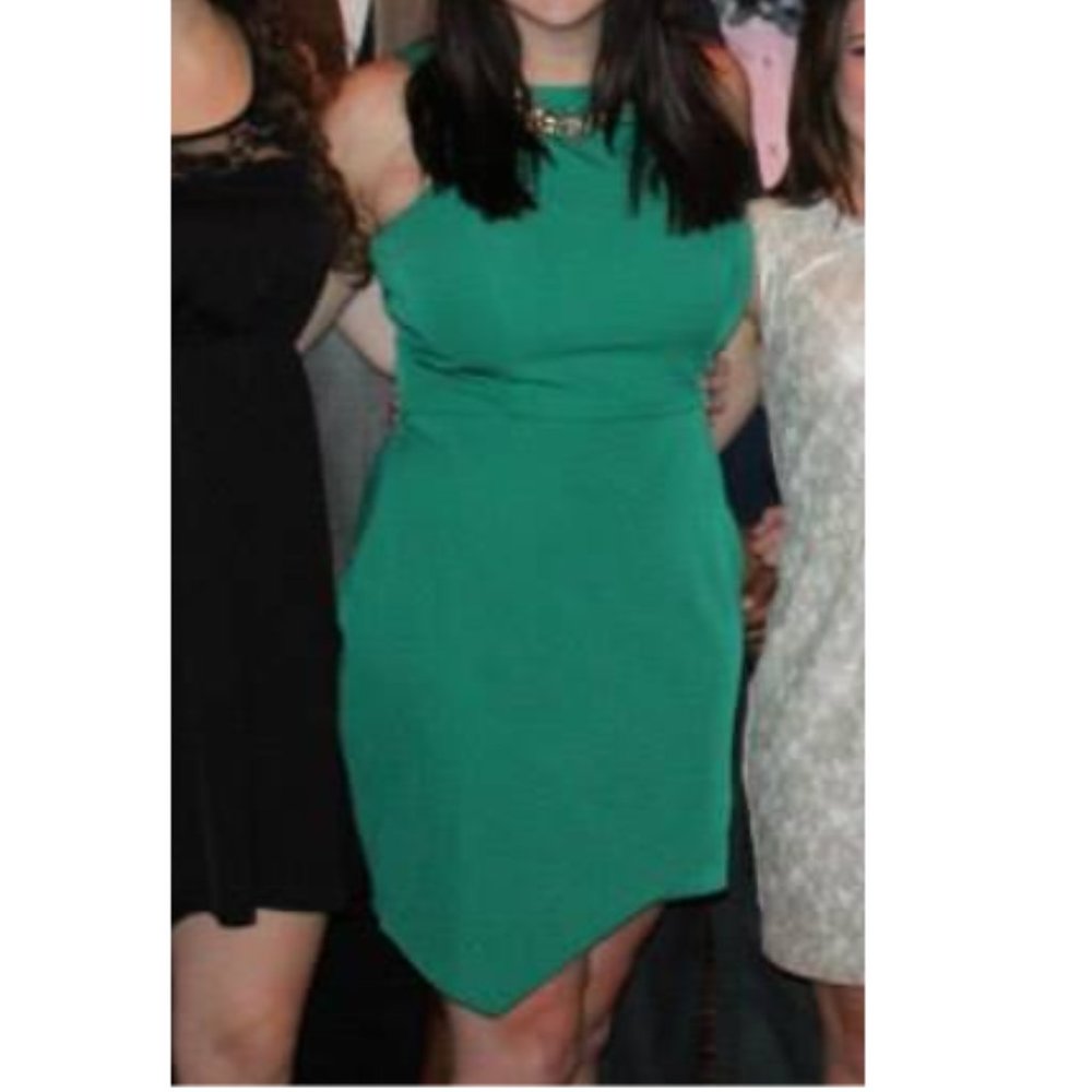 Kelly Green Asymmetrical Cocktail Dress